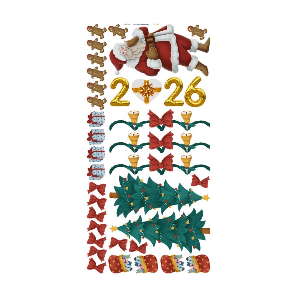 2026 Yılbaşı Sticker Seti Cam Duvar Süsü Yeni Yıl Sticker Çıkartma