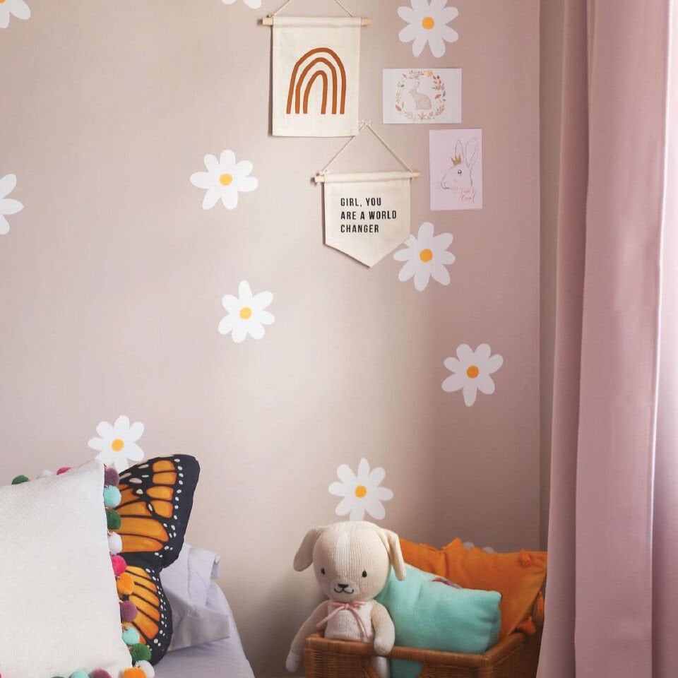 Dekoratif Papatya Çocuk Odası Duvar Sticker Çıkartma Seti