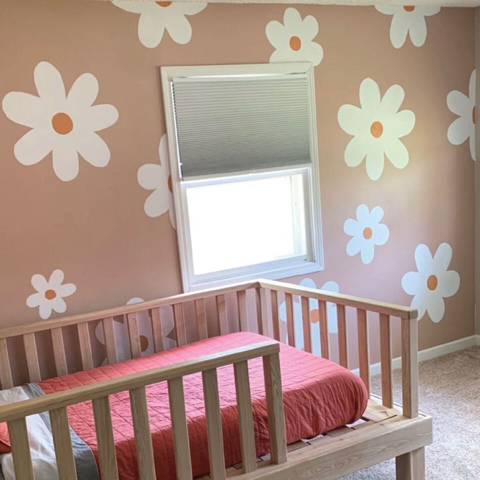 Büyük Dekoratif Papatya Çocuk Odası Duvar Dekorasyon Sticker Seti