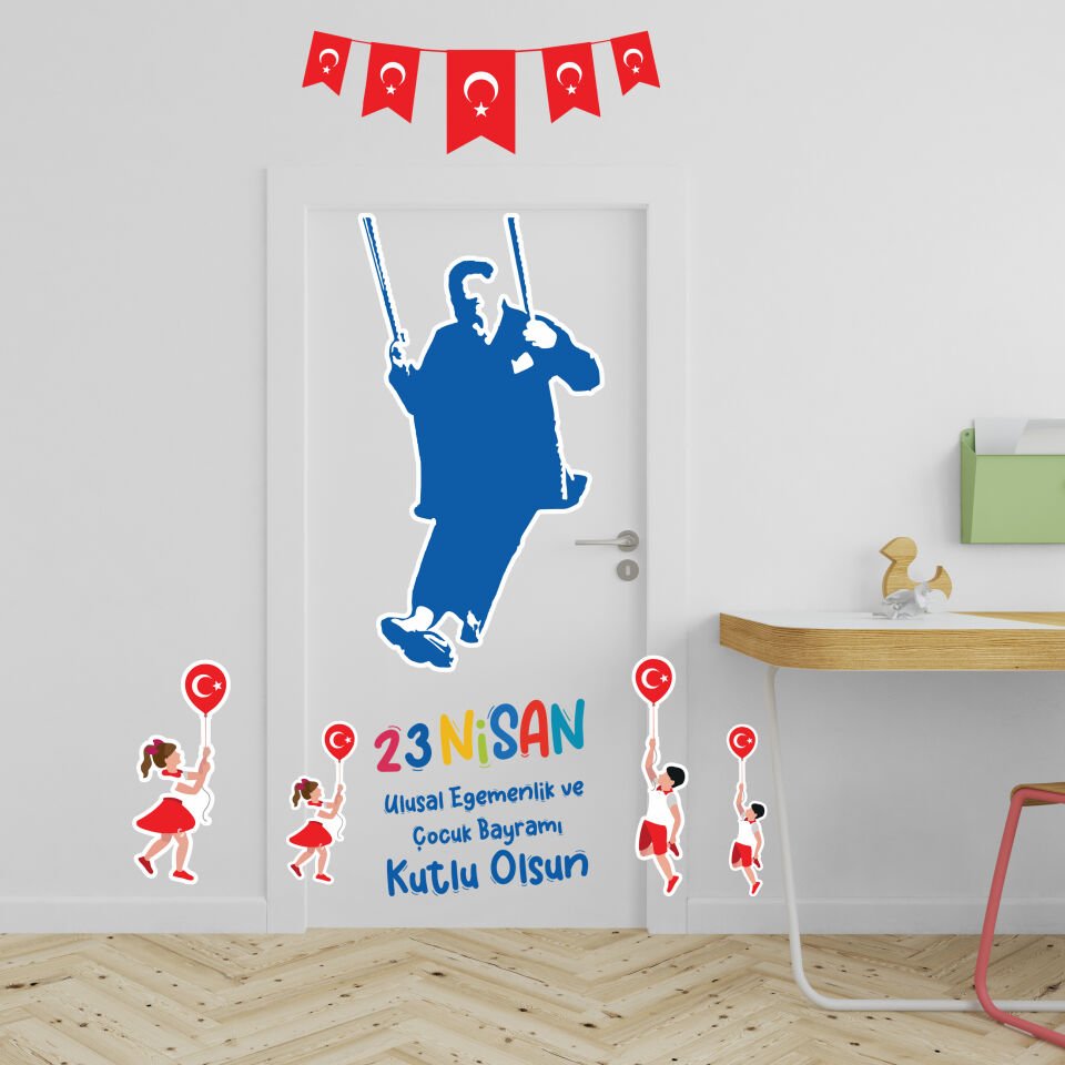 23 Nisan ve Atatürk Sticker Seti, Çocuk Bayramı Okul Ev Süsleme Sticker Seti
