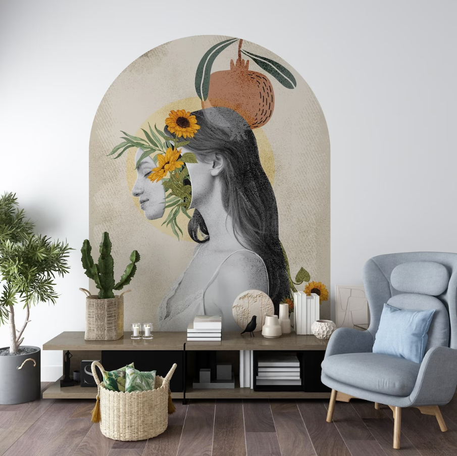 Soyut Bohem Tarz Oval, Modern, Kemer, Kendinden Yapışkanlı Dekoratif Duvar Sticker