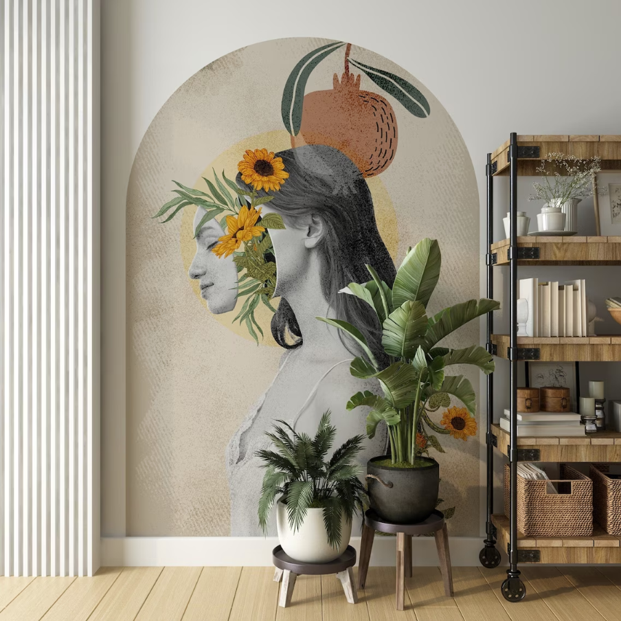 Soyut Bohem Tarz Oval, Modern, Kemer, Kendinden Yapışkanlı Dekoratif Duvar Sticker