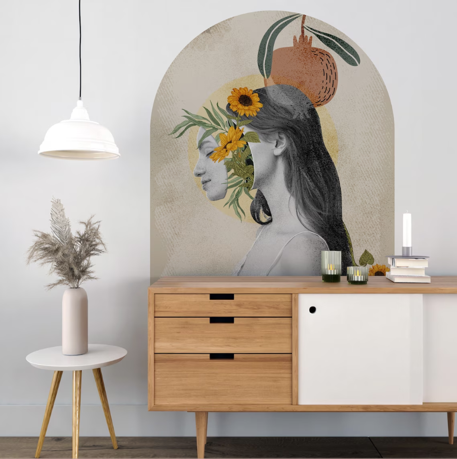 Soyut Bohem Tarz Oval, Modern, Kemer, Kendinden Yapışkanlı Dekoratif Duvar Sticker