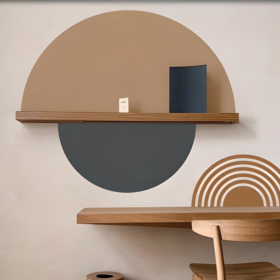 3 Parça Pastel Renkler Boho Bohem Tarz Dekoratif Yarım Daireler Duvar Dekorasyon Sticker Seti