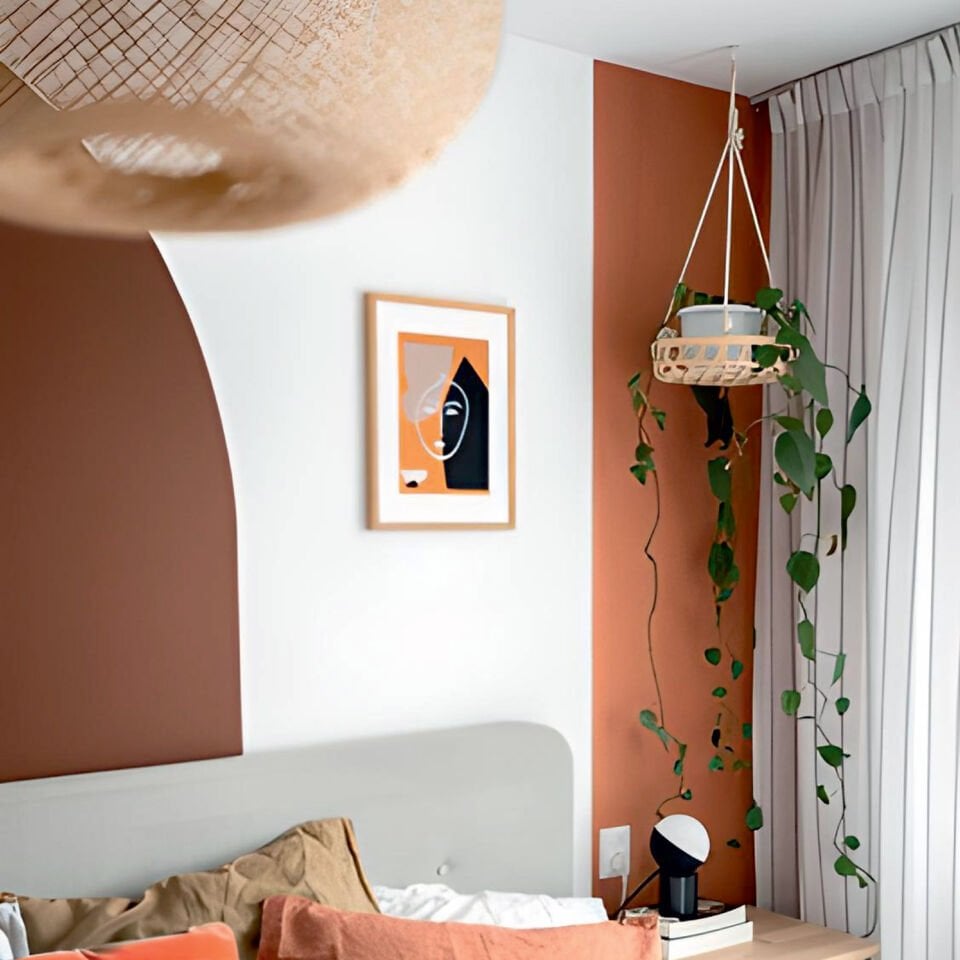 Boho Bohem Tarz Kahverengi Dikdörtgen Dekoratif Salon Yatak Odası Köşe Sticker