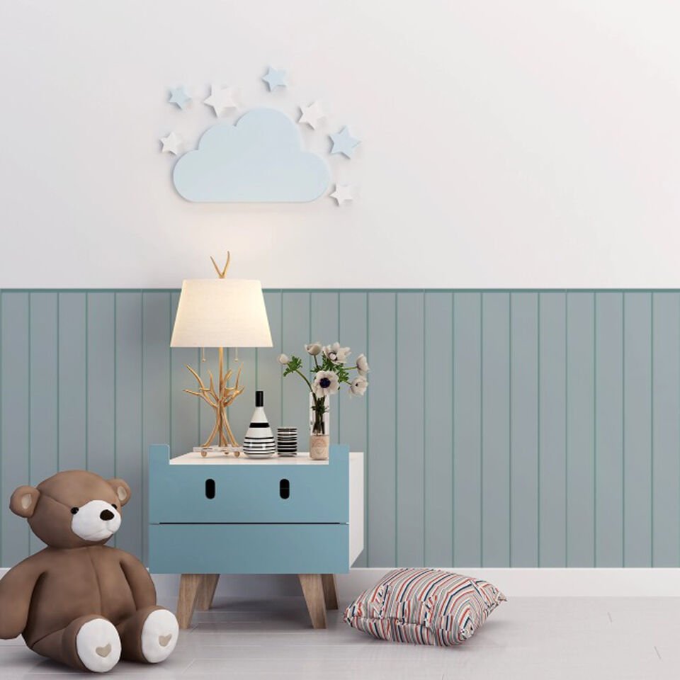 Duvar Panel Görünümlü Dokulu Duvar Kağıdı, Kendinden Yapışkanlı Duvar Kağıdı Mavi - 60x120cm