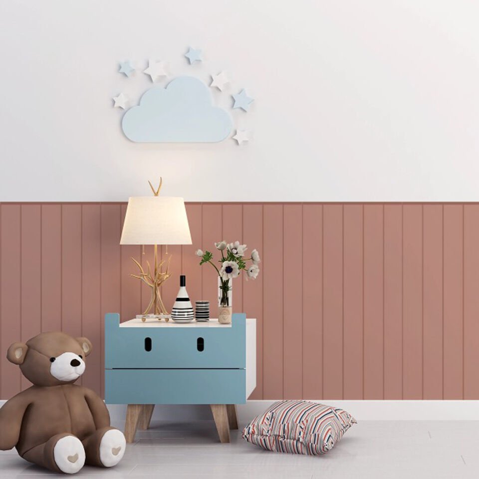 Duvar Panel Görünümlü Dokulu Duvar Kağıdı, Kendinden Yapışkanlı Duvar Kağıdı Kahve - 60x120cm