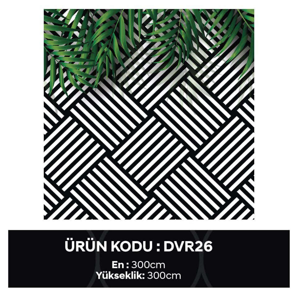 Geometrik Desenler ve Yapraklar Duvar Kağıdı