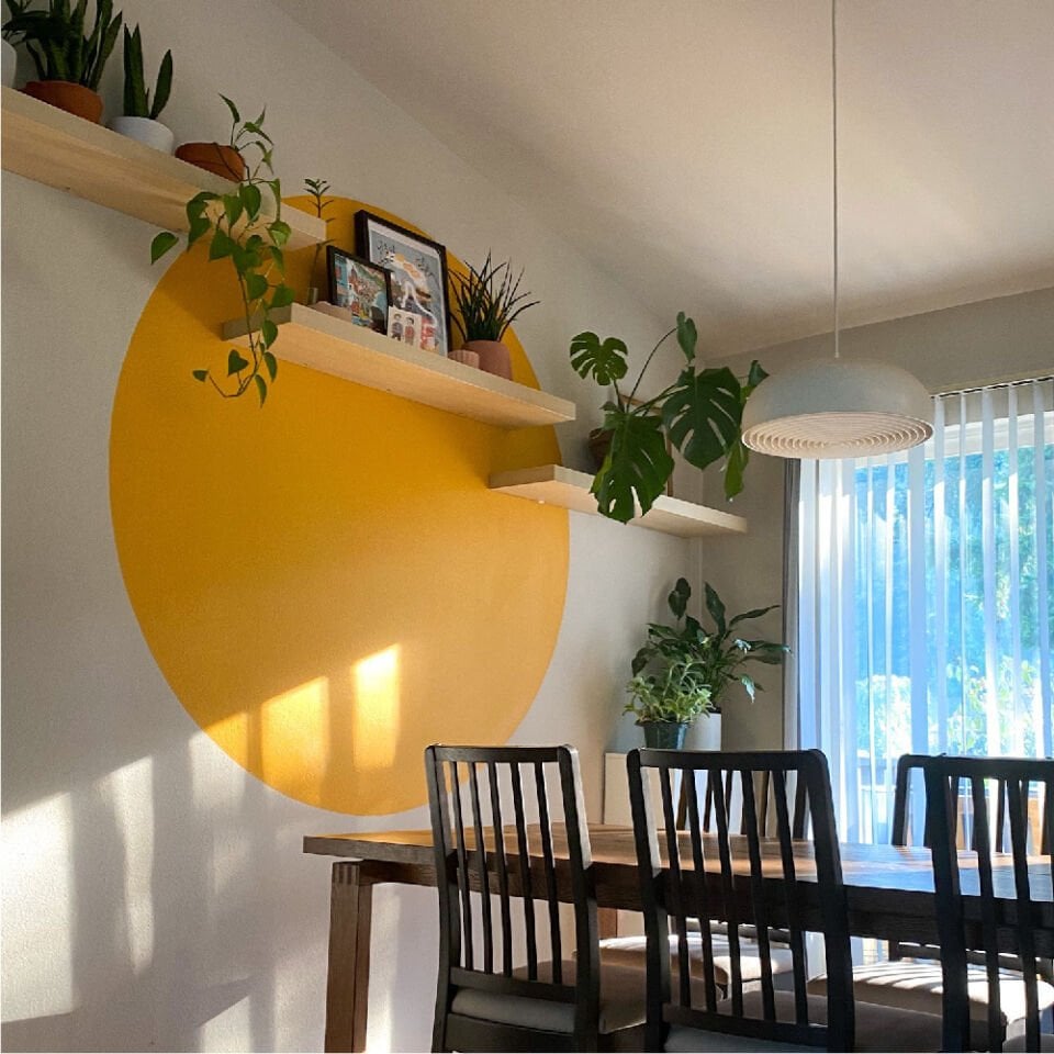 Boho Bohem Tarz Sarı Yuvarlak Daire Duvar Dekorasyon Sticker