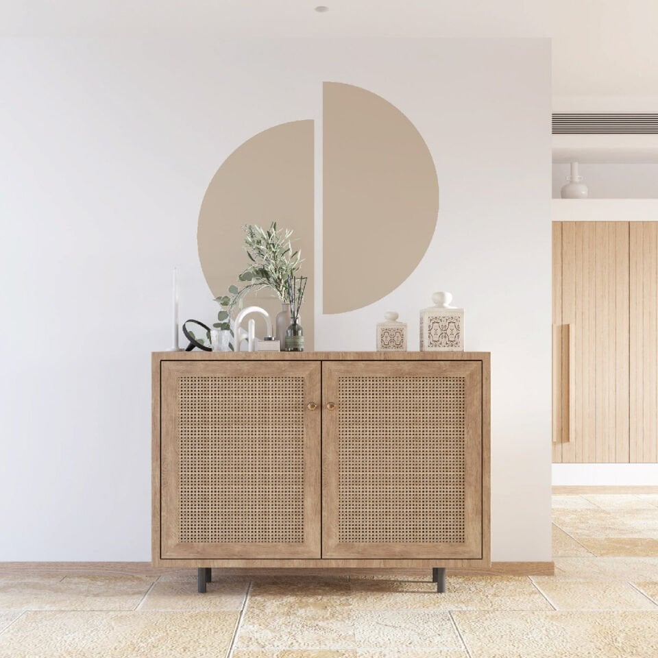 Bej Boho Bohem Tarz İkili Yarım Daire Dekoratif Duvar Sticker