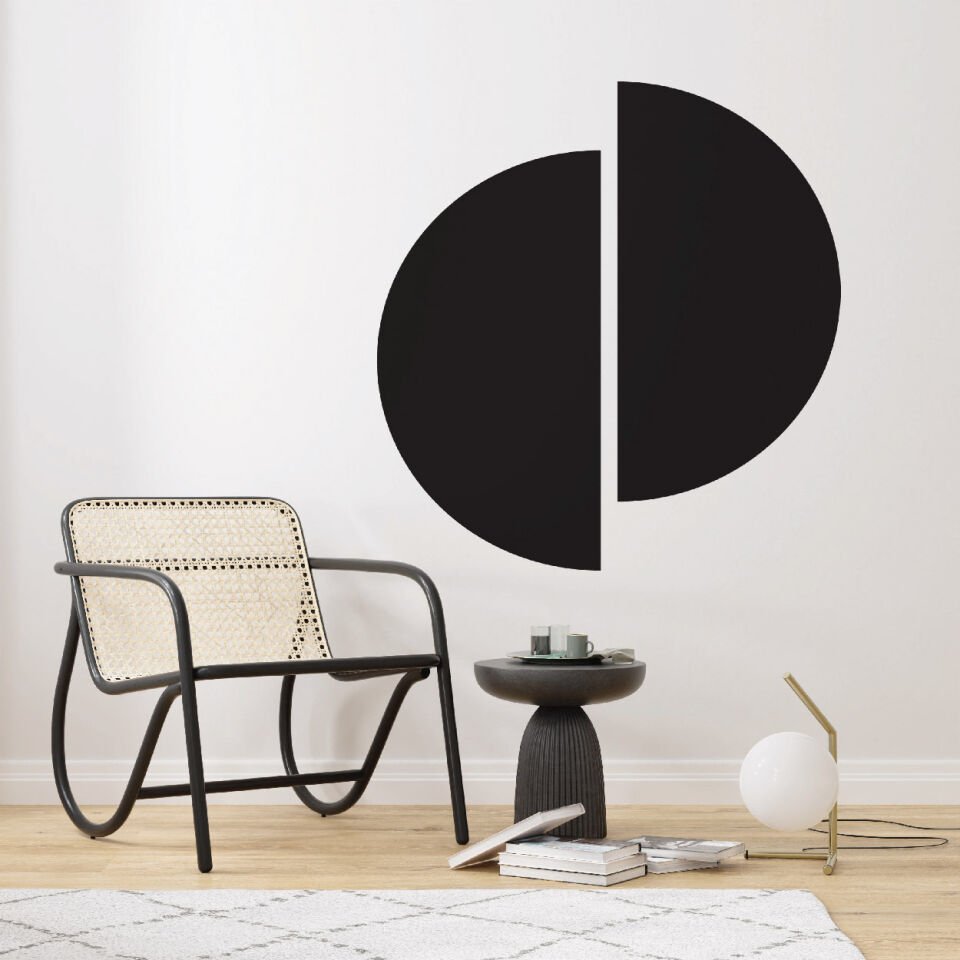 Siyah Boho Bohem Tarz İkili Yarım Daire Dekoratif Duvar Sticker