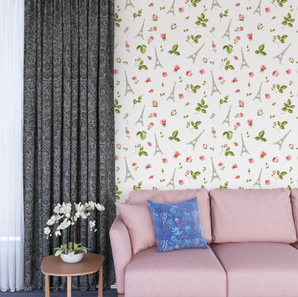 Paris Kulesi Yeşil Yapraklar Duvar Kağıdı