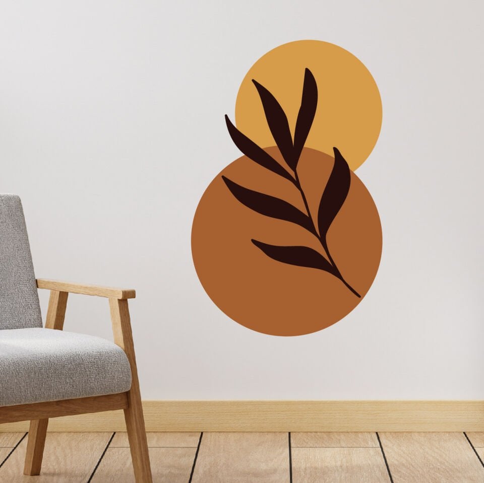 Boho Bohem Tarz Yaprak Desenli Duvar Sticker