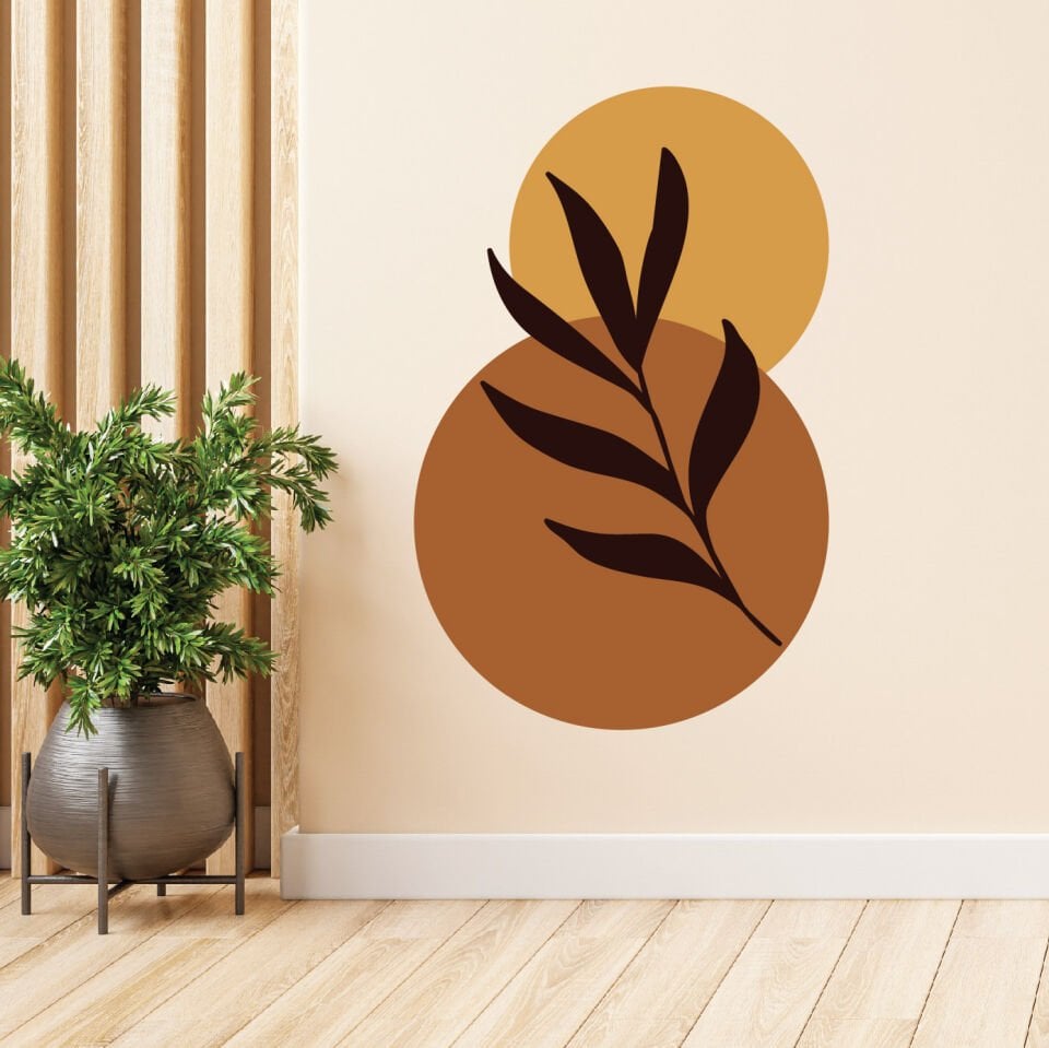 Boho Bohem Tarz Yaprak Desenli Duvar Sticker