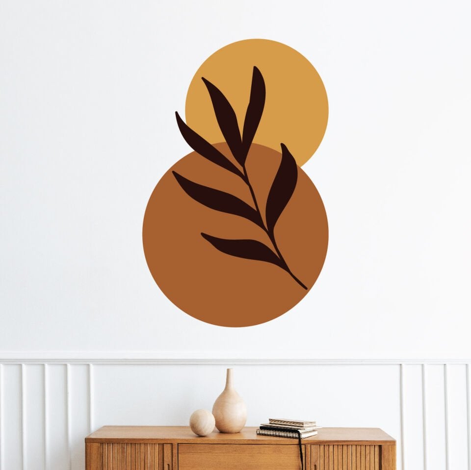 Boho Bohem Tarz Yaprak Desenli Duvar Sticker
