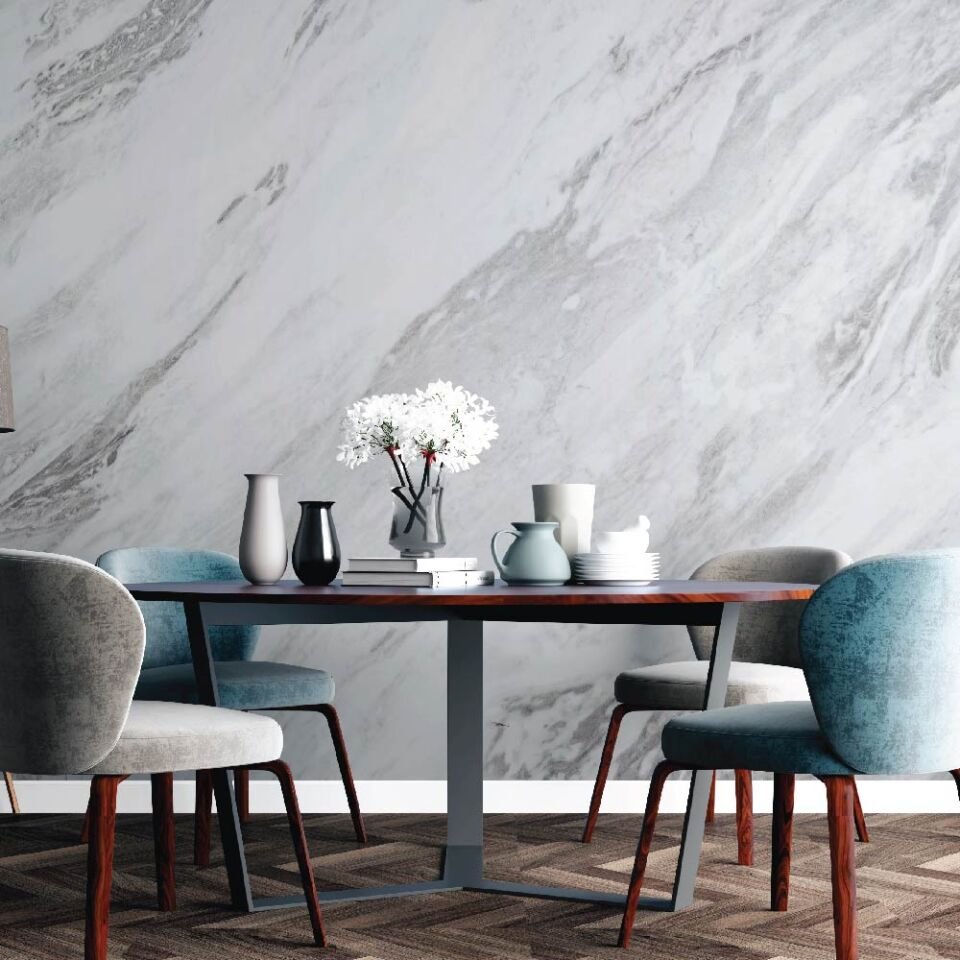 Beyaz Mermer Desen Duvar Kağıdı