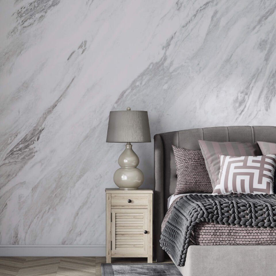 Beyaz Mermer Desen Duvar Kağıdı