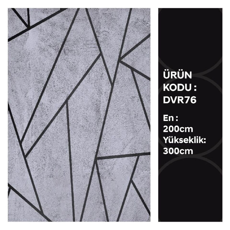 Gri Geometrik Desen Duvar Kağıdı Kağıt h300x300cm (9m2) 3 Parça