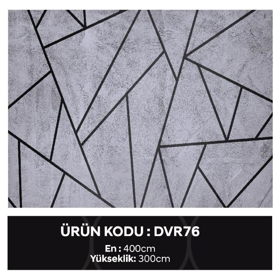 Gri Geometrik Desen Duvar Kağıdı Kağıt h300x300cm (9m2) 3 Parça