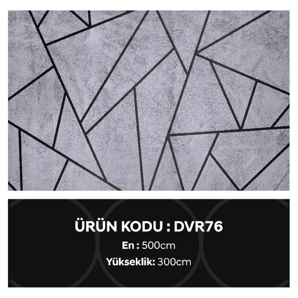 Gri Geometrik Desen Duvar Kağıdı Kağıt h300x300cm (9m2) 3 Parça