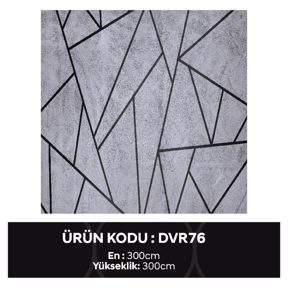 Gri Geometrik Desen Duvar Kağıdı Kağıt h300x300cm (9m2) 3 Parça