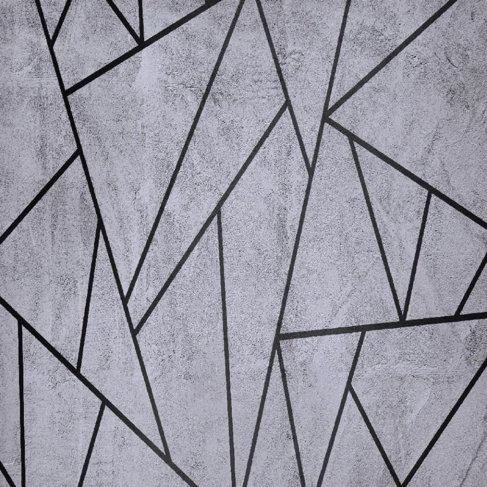 Gri Geometrik Desen Duvar Kağıdı Kağıt h300x300cm (9m2) 3 Parça