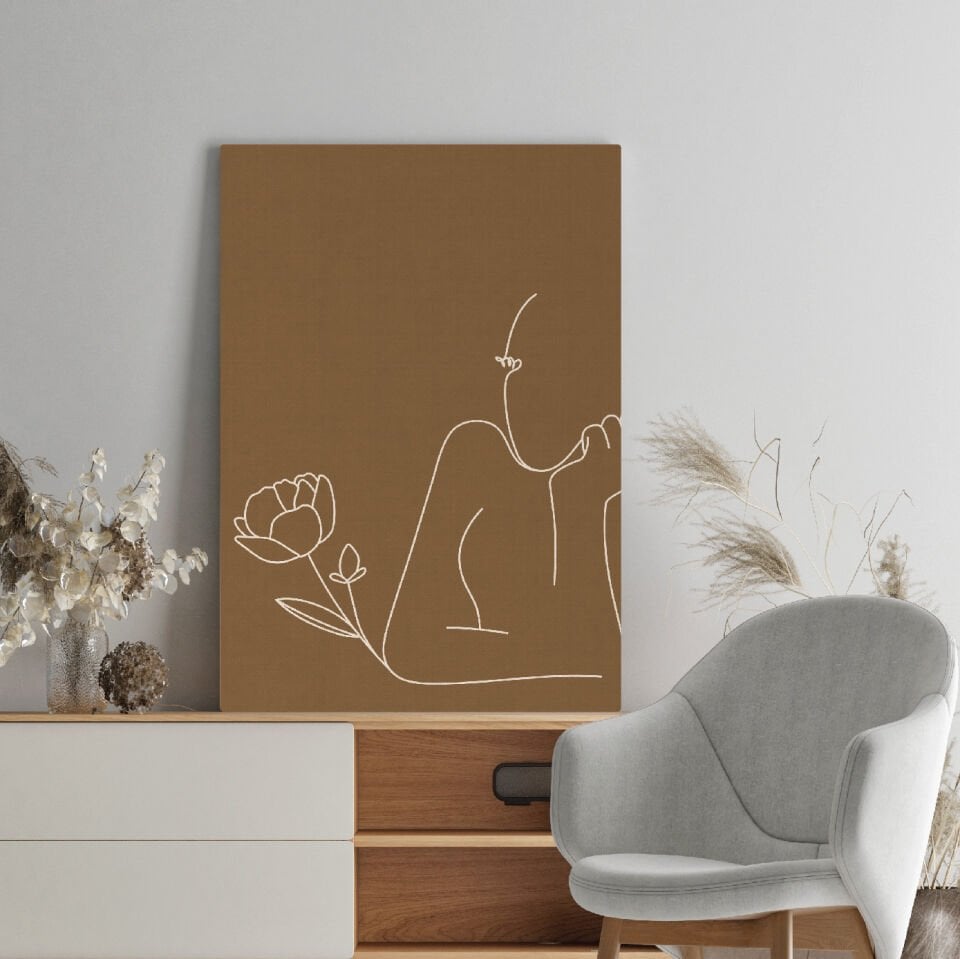 Modern Minimal Kadın Çizimi Dekoratif Kanvas Tablo