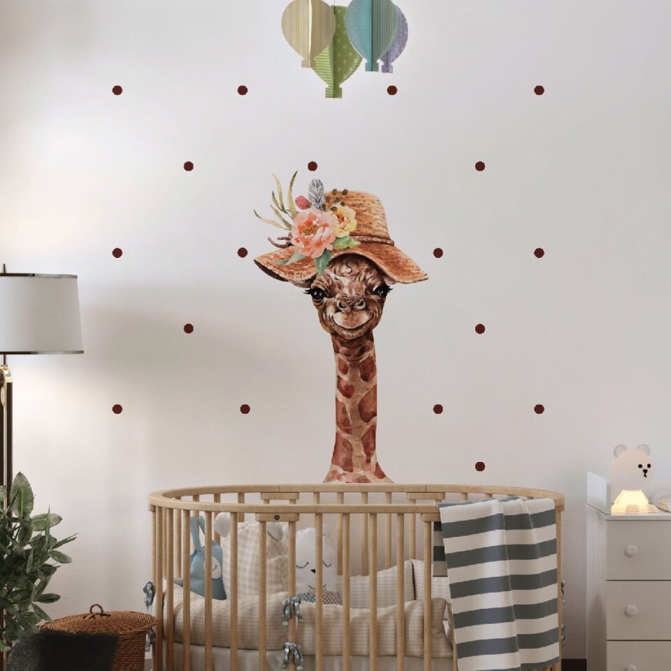 Çiçek Şapkalı Zürafa Sticker