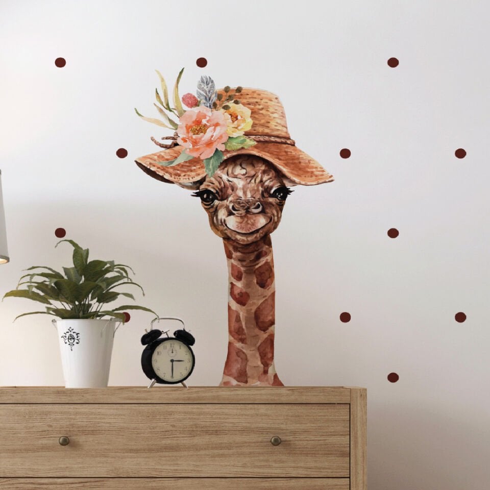 Çiçek Şapkalı Zürafa Sticker