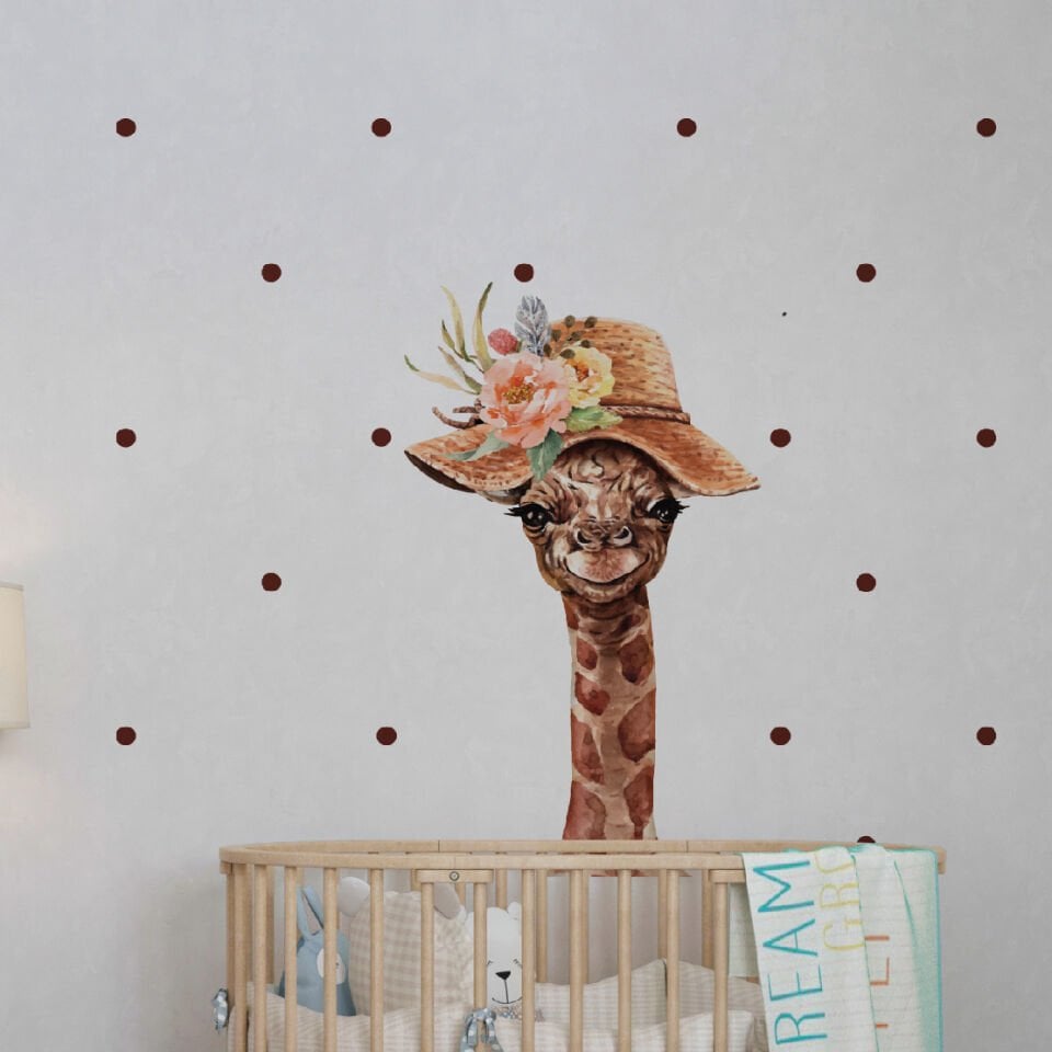 Çiçek Şapkalı Zürafa Sticker