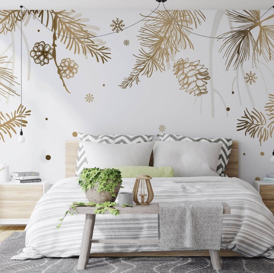 Gold Çiçekler Duvar Kağıdı