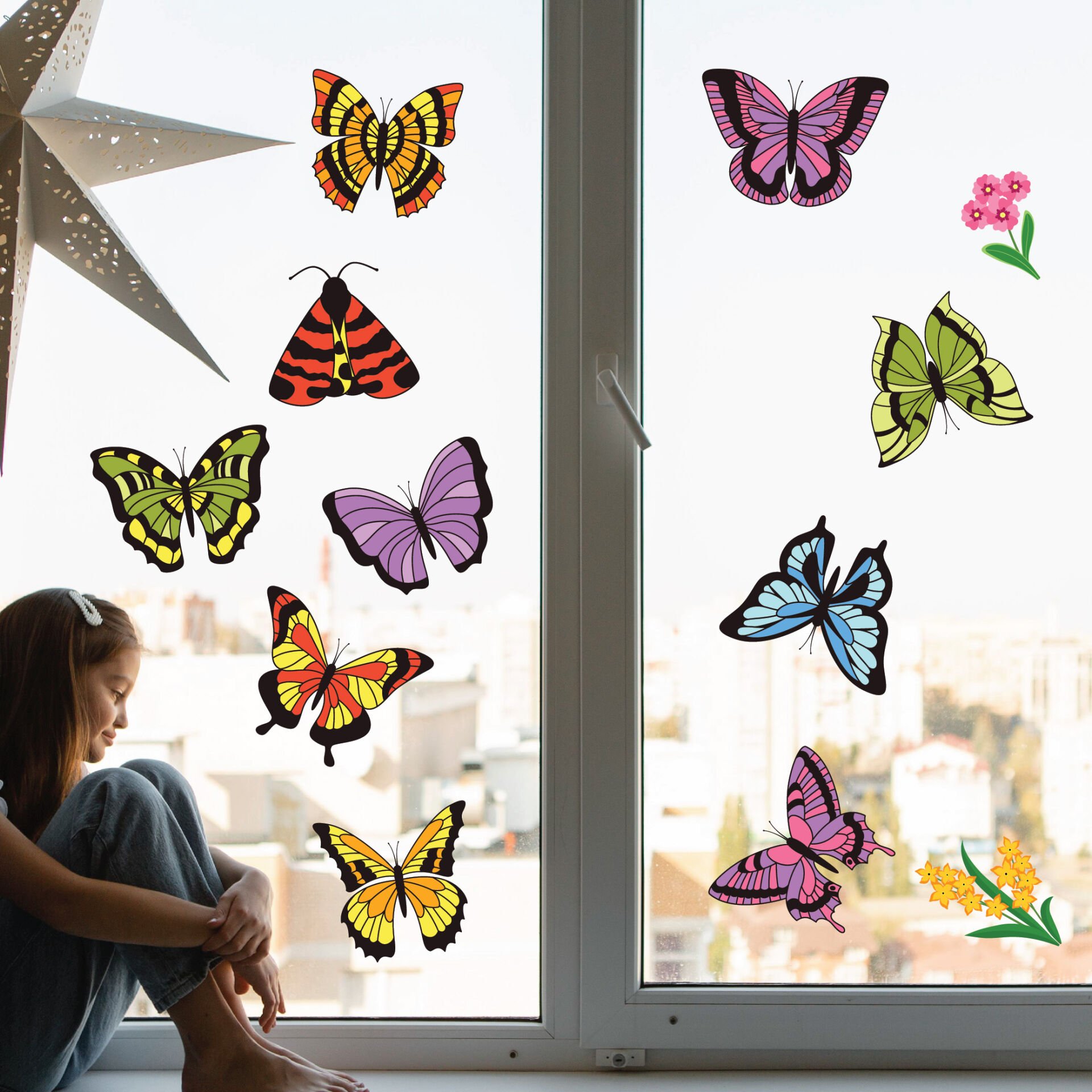 Renkli Kelebekler Sticker Seti