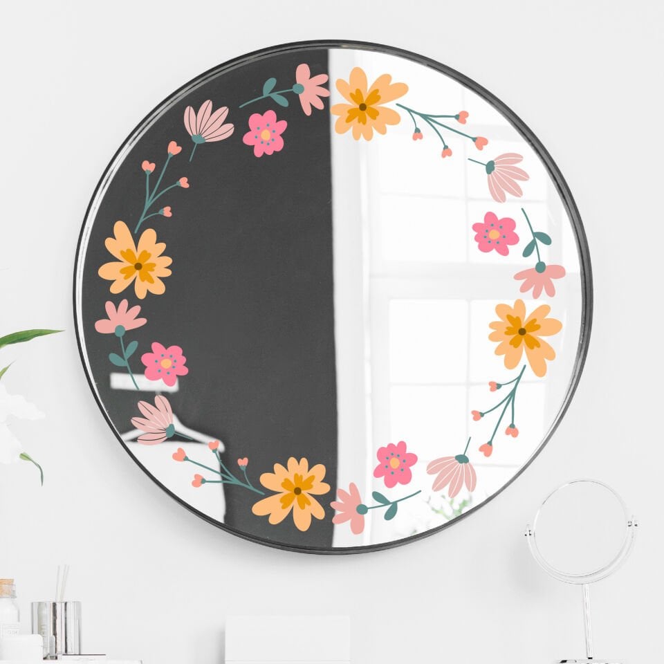 Çember Çiçek Desenleri Dekor Sticker