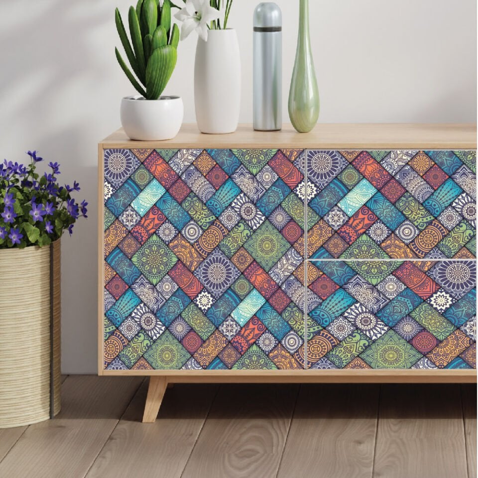 Çapraz Çiçek Deseni Sticker Folyo