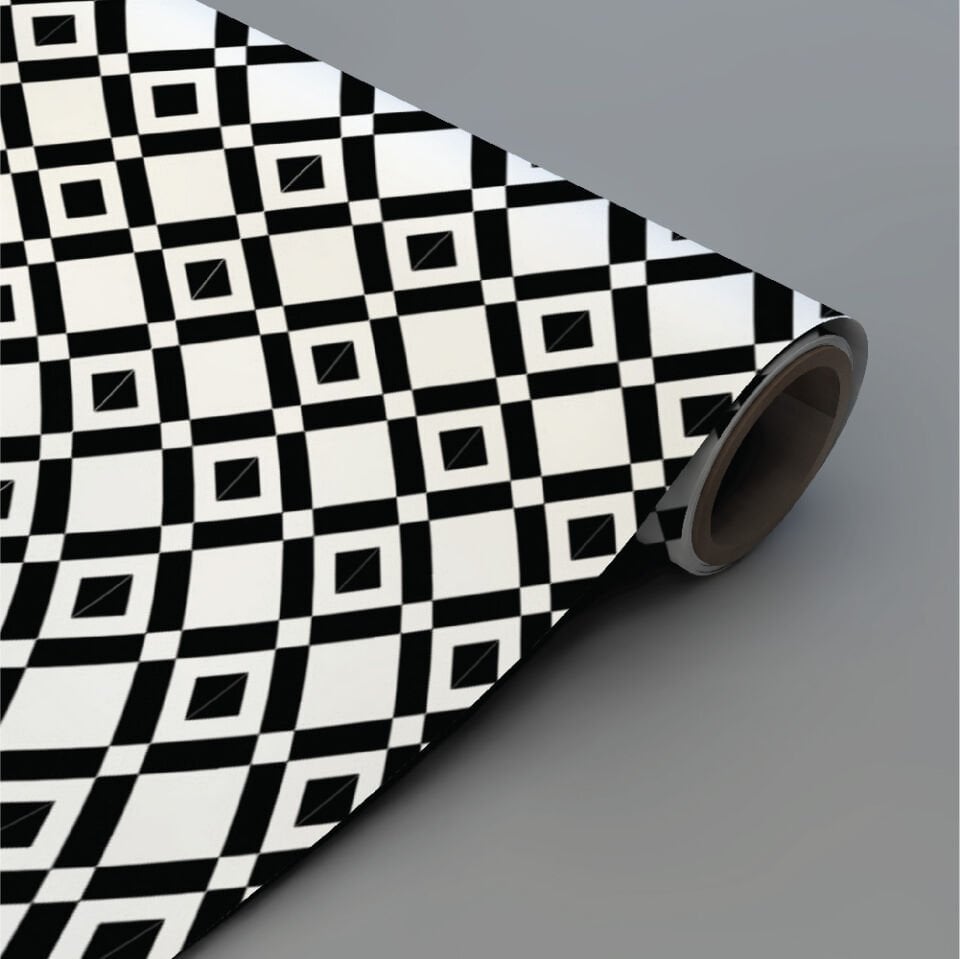 Mutfak Fayans Siyah Fayans Deseni Folyo