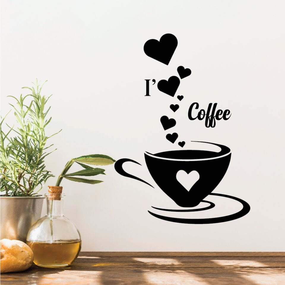 Siyah I Love Coffee Sticker