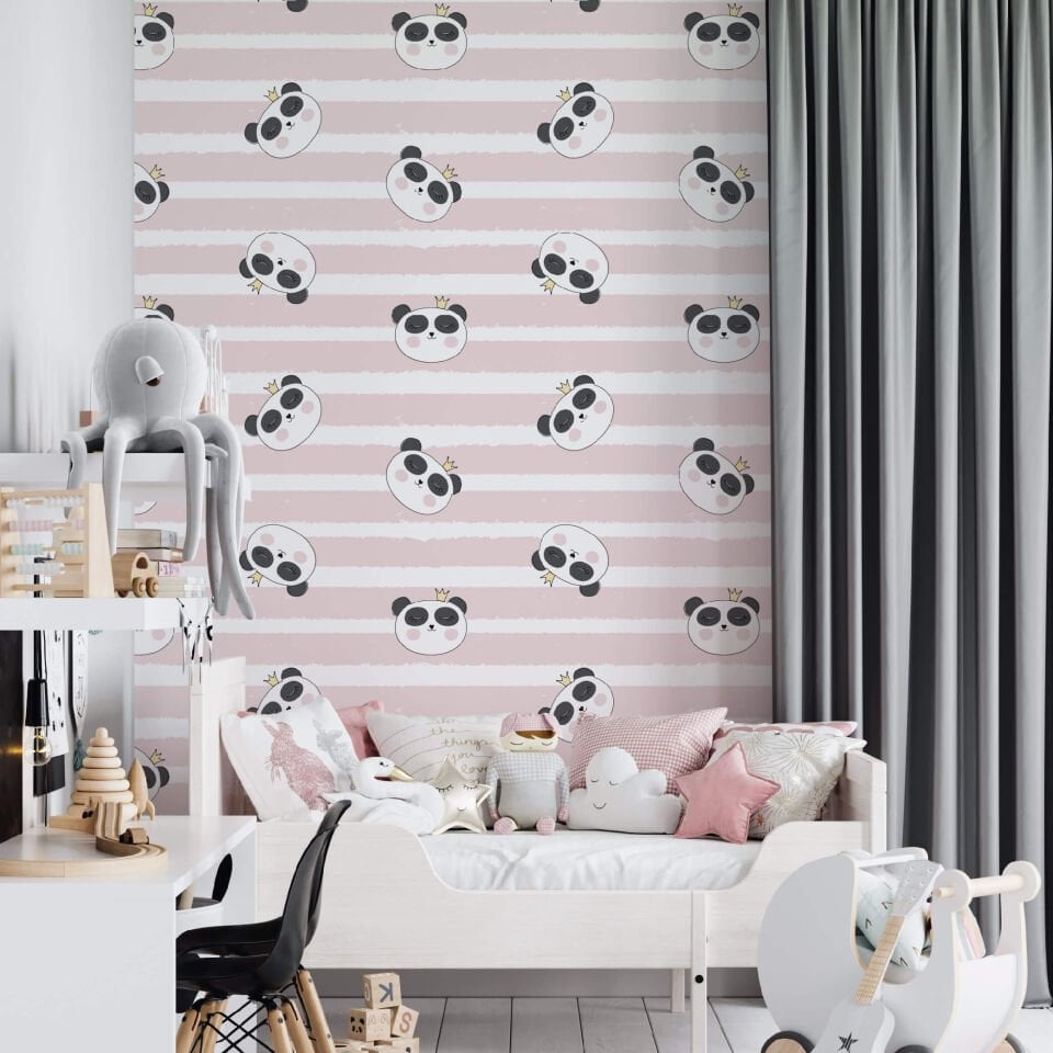 Pembe Çizgili Panda Duvar Kağıdı