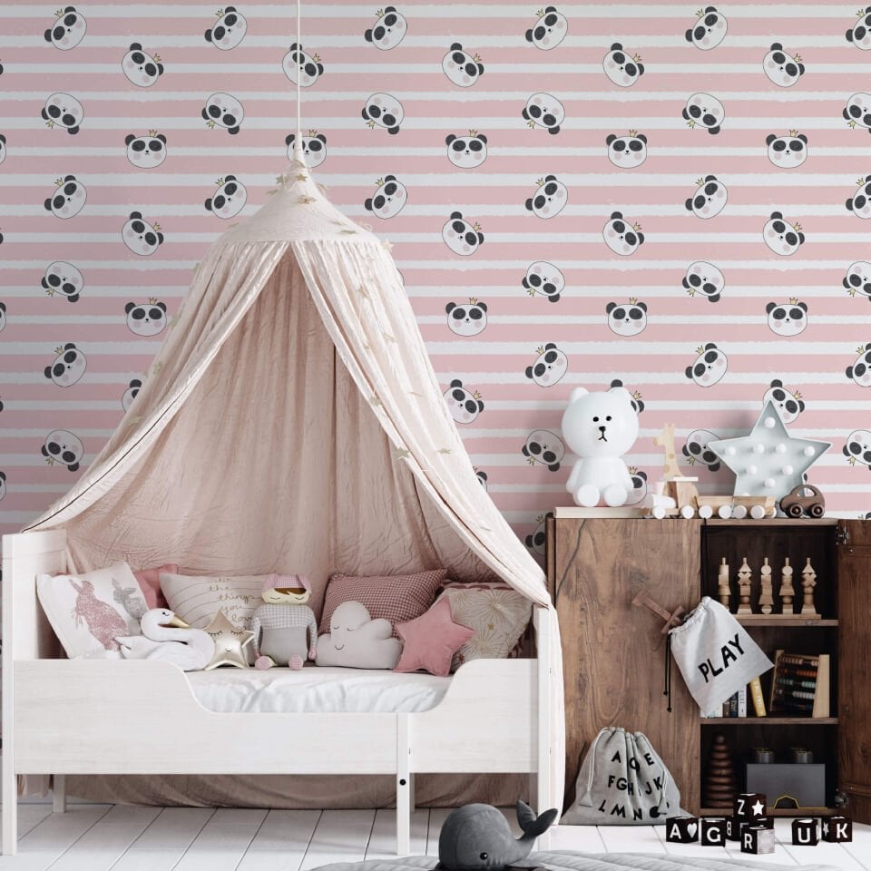 Pembe Çizgili Panda Duvar Kağıdı