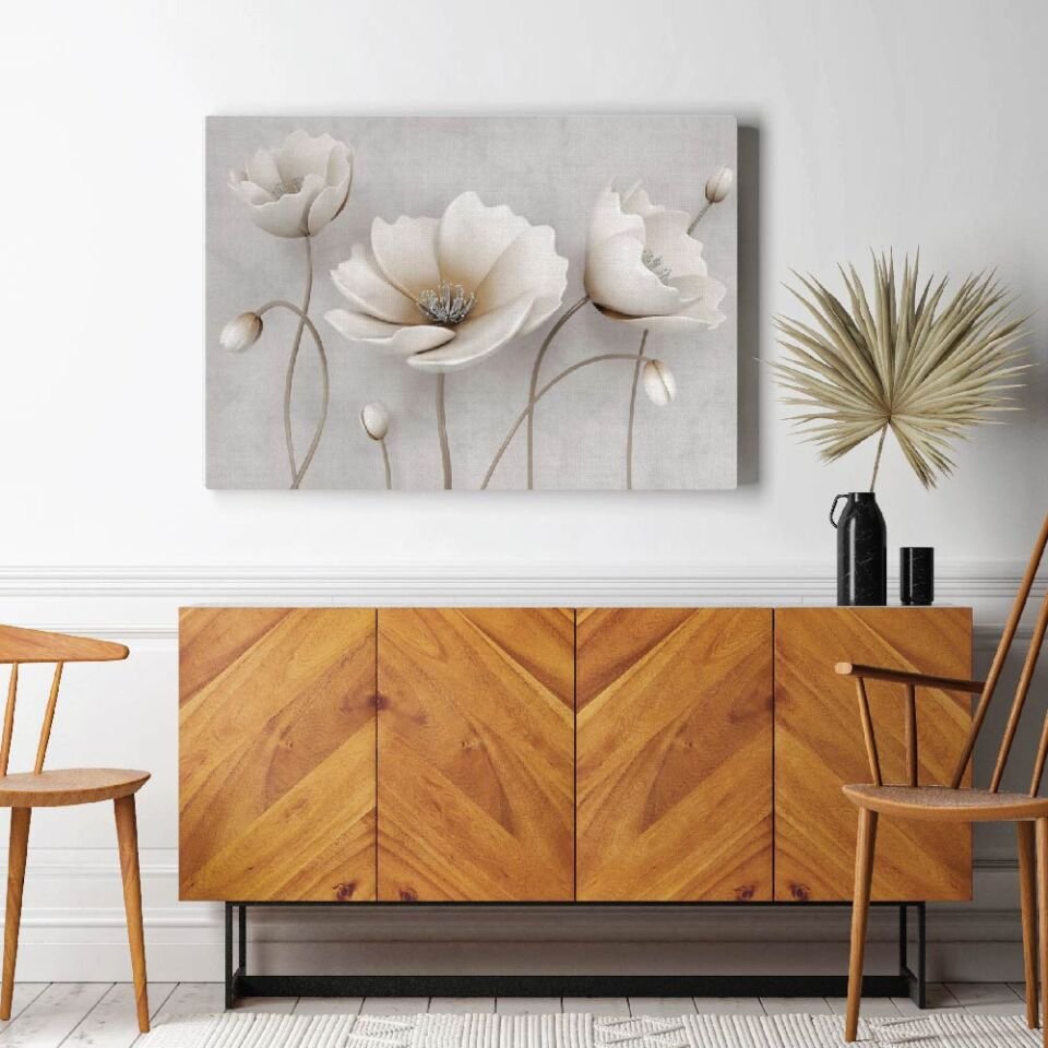 3D Çiçek Dekoratif Kanvas Tablo