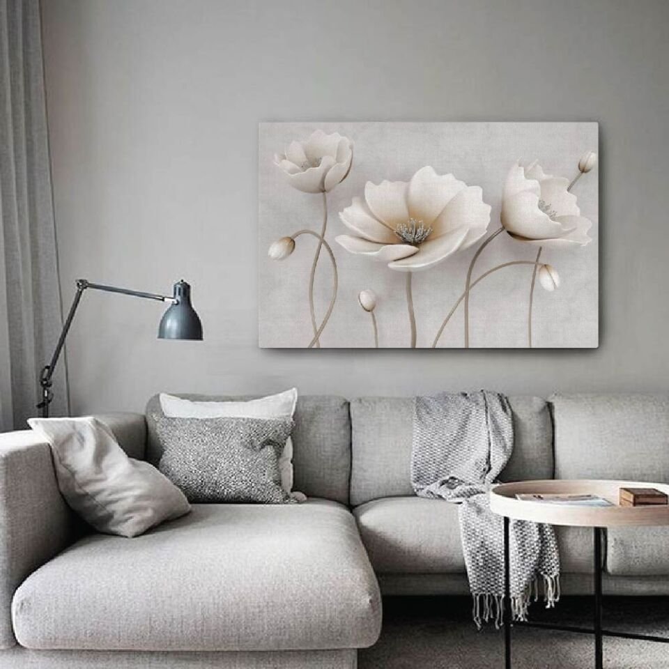3D Çiçek Dekoratif Kanvas Tablo
