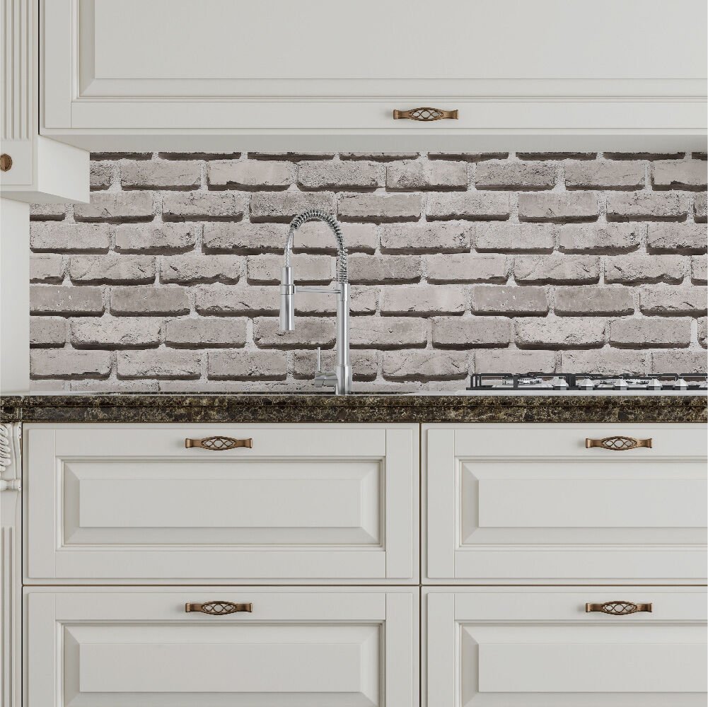 Mutfak Fayans Açık Renk Tuğla Desen Folyo