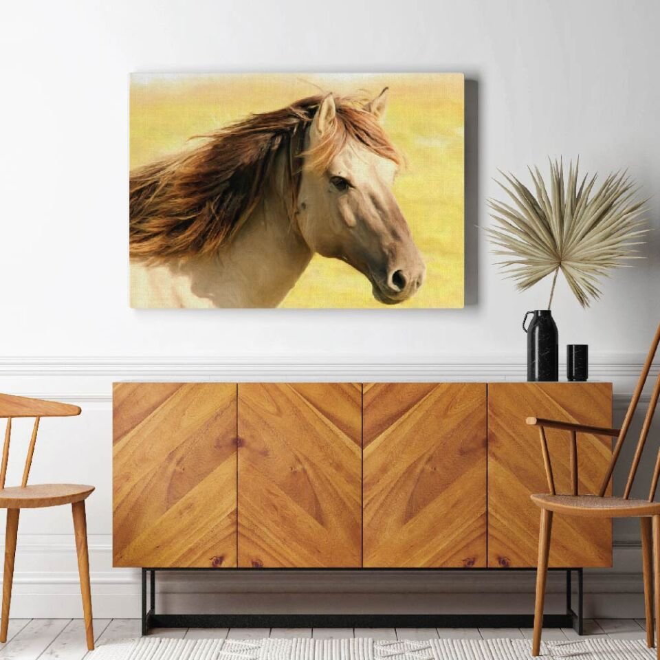 Yağlı Boya Dokulu At Görseli Dekoratif Kanvas Tablo