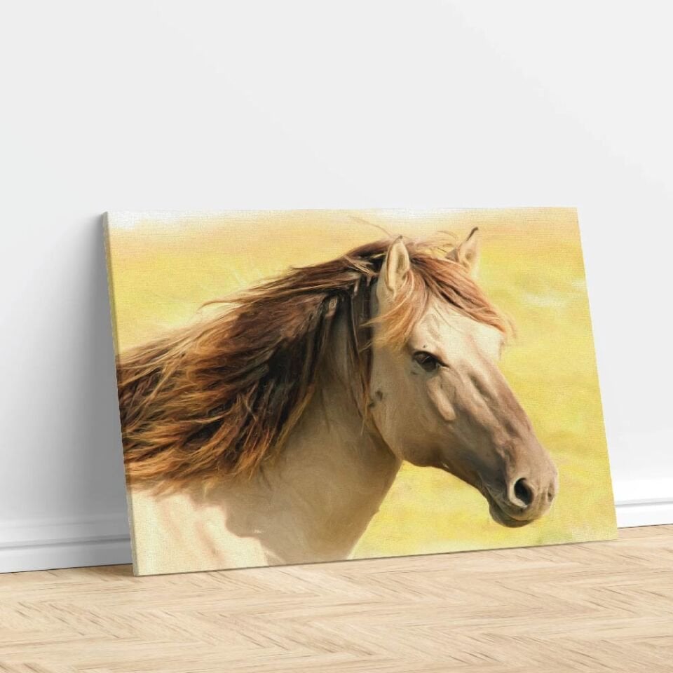 Yağlı Boya Dokulu At Görseli Dekoratif Kanvas Tablo