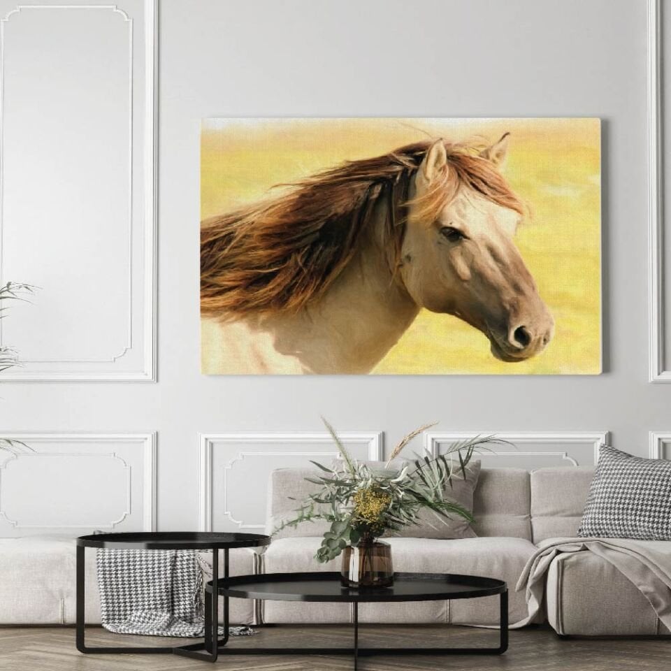 Yağlı Boya Dokulu At Görseli Dekoratif Kanvas Tablo