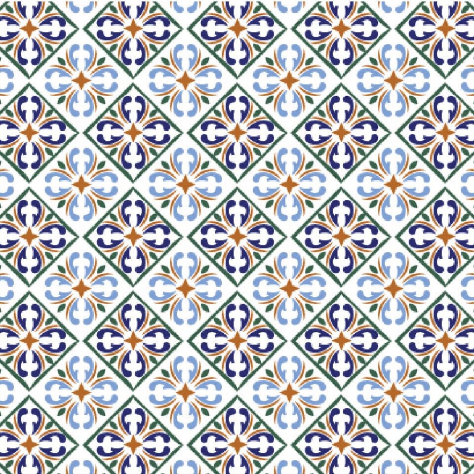 Mutfak Fayans Mavi Fayans Deseni Folyo