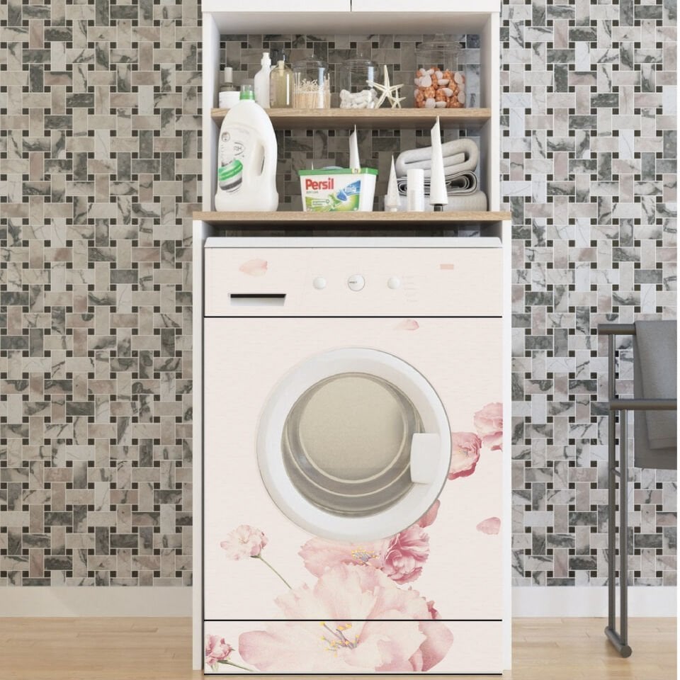 Çamaşır Bulaşık Makinesi Pembe Zeminli Gül Yaprakları