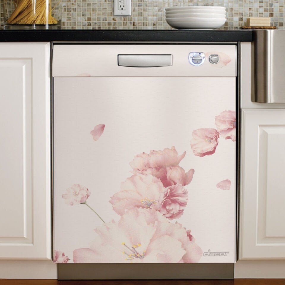 Çamaşır Bulaşık Makinesi Pembe Zeminli Gül Yaprakları