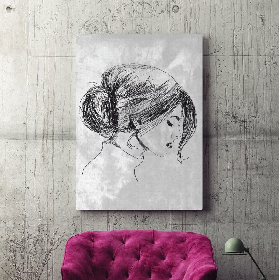 Kadın Çizimi Dekoratif Kanvas Tablo