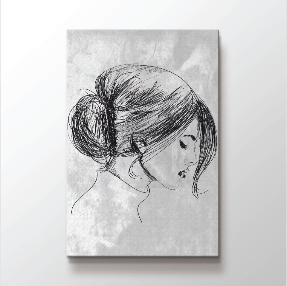 Kadın Çizimi Dekoratif Kanvas Tablo