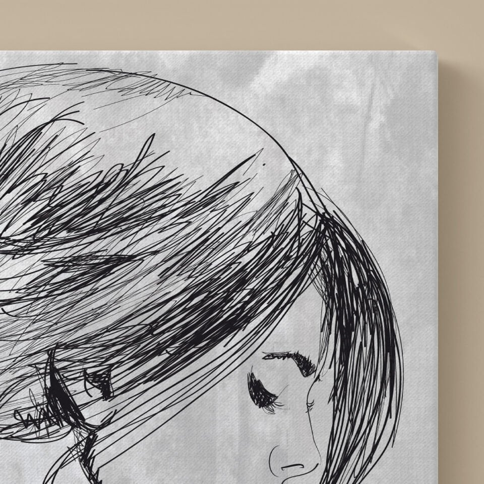 Kadın Çizimi Dekoratif Kanvas Tablo